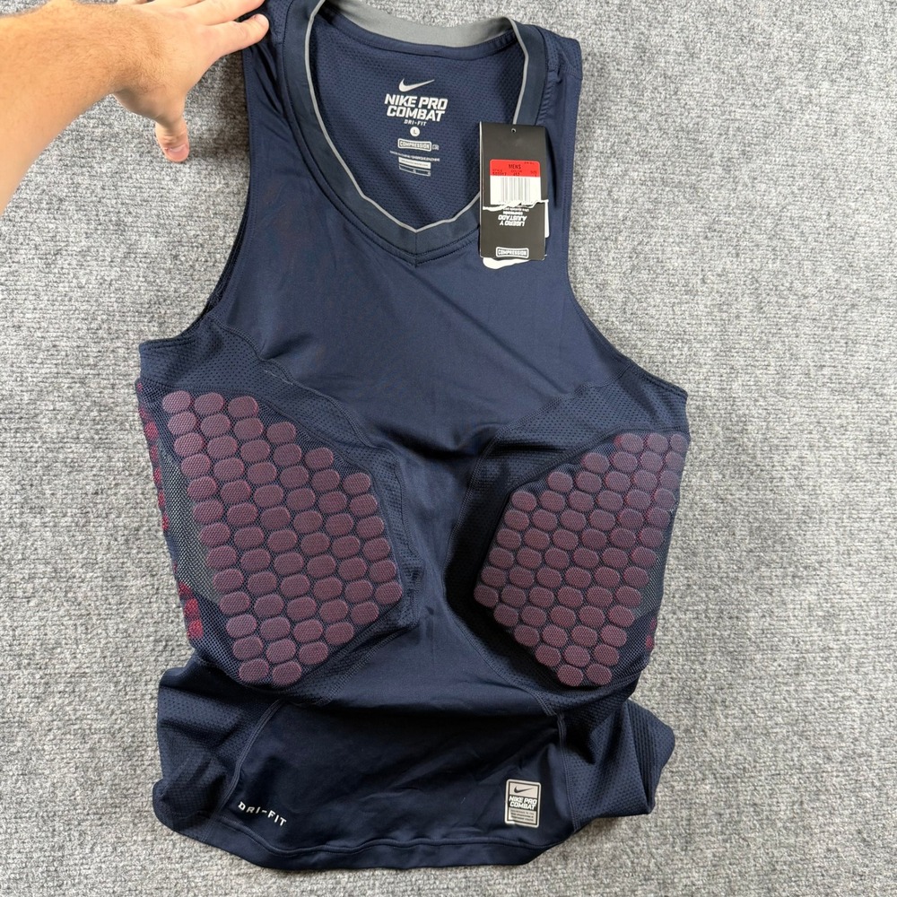Nike Pro Combat Padded Tank Mens L Navy Hyperstrong Basketball Compression Shirt